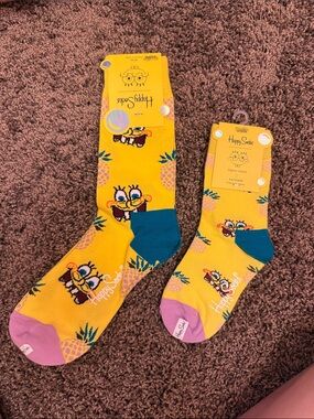 New Happy Socks x spongebob yellow mommy and me socks
